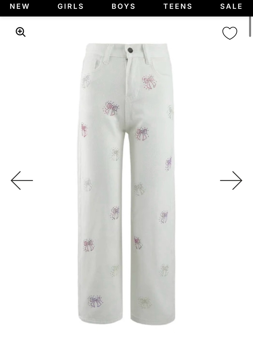 Lola & the Boys Crystal Bow Embroidered White Jeans - Women BNWT - Picture 2 of 2